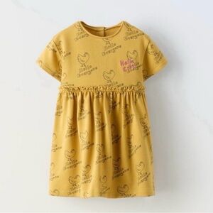 Zara Girl New Chicken Print Dress in Mustard